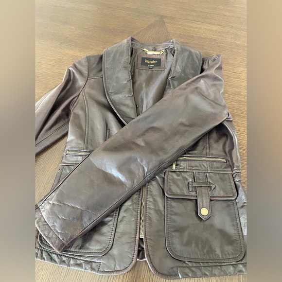 Laundry by Shelli Segal, Brown Leather Jacket with Detachable Fur Collar - Picture 14 of 14